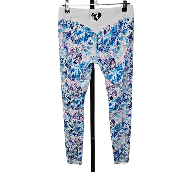 Womens Best Pattern V Back Leggings Size Small - Picture 2 of 8